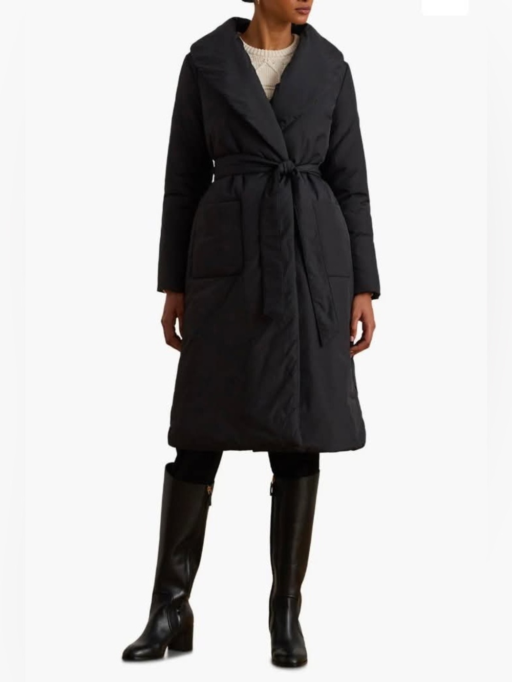 NWT Lauren Ralph Lauren Puffer Long Wrap Jacket
Women size Large Black MRSP $250